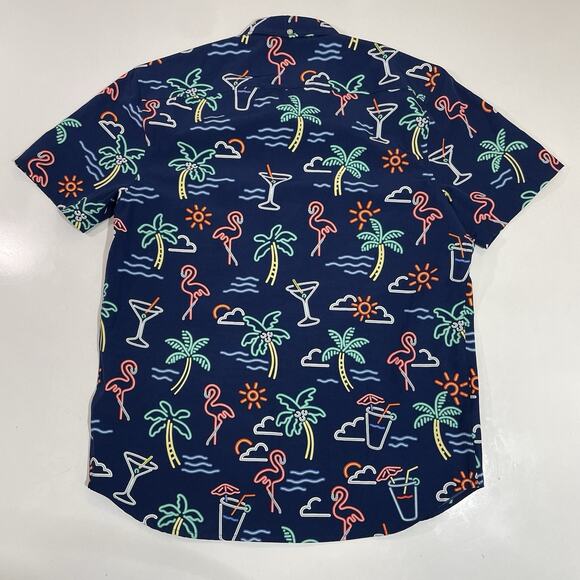 Chubbies The Neon Lights Blue Performance Polo Hawaiian Style Friday Shirt Sz M - Picture 3 of 3